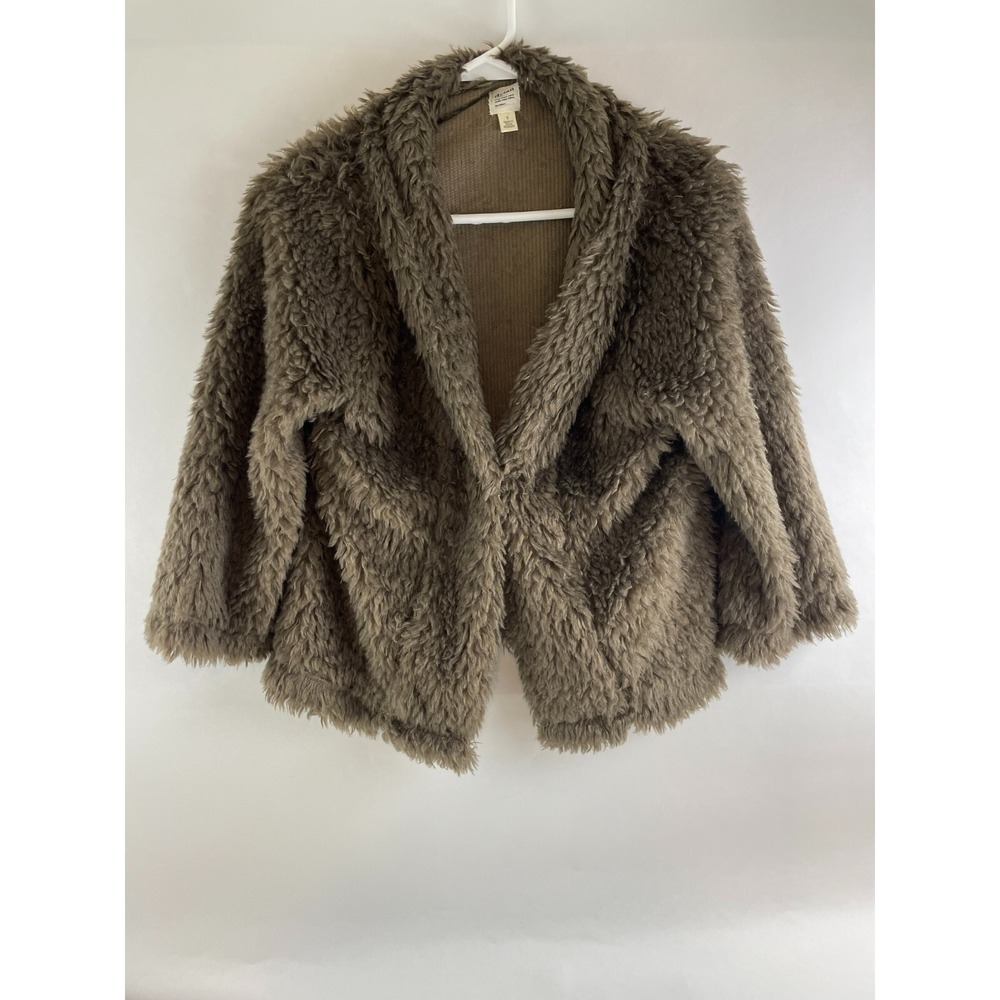 Dylan Jacket Women's Size Small Brown Faux Fur Long Sleeve Uni Snap Buttoned
